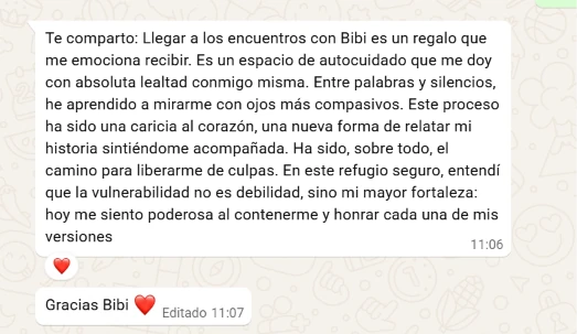 Captura original del testimonio: Consultante en Terapia Individual